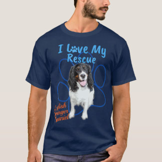 I Love My Rescue English Springer Spaniel Dog T-Shirt