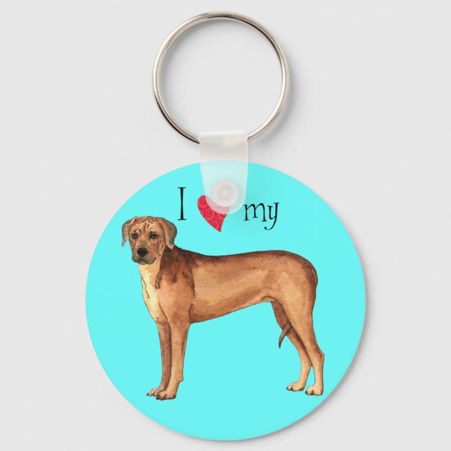 I Love my Rhodesian Ridgeback Keychain (Front)