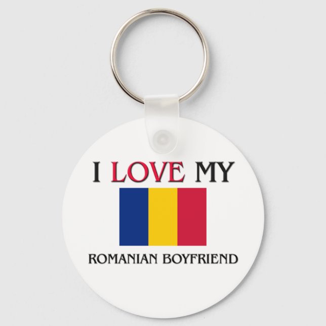 I Love My Romanian Boyfriend Keychain (Front)