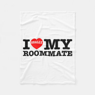 I Love My Roomate Heart Funny Party Gifts Valentin Fleece Blanket