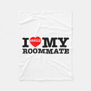 I Love My Roomate Heart Funny Party Gifts Valentin Fleece Blanket