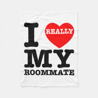 I Love My Roomate Heart Funny Party Gifts Valentin Fleece Blanket