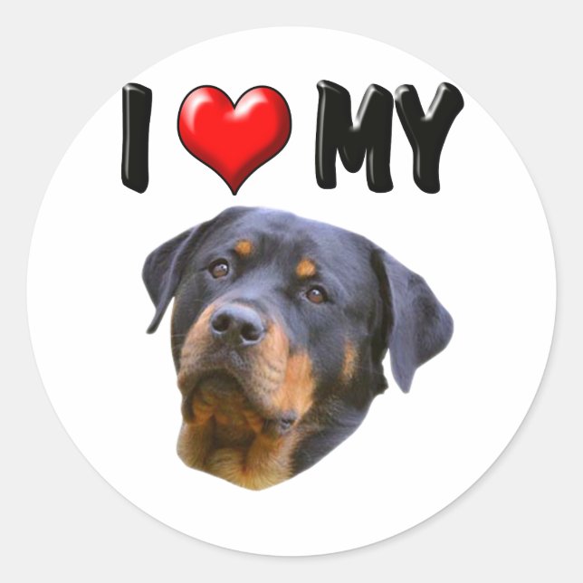I Love My Rottweiler 3 Classic Round Sticker (Front)