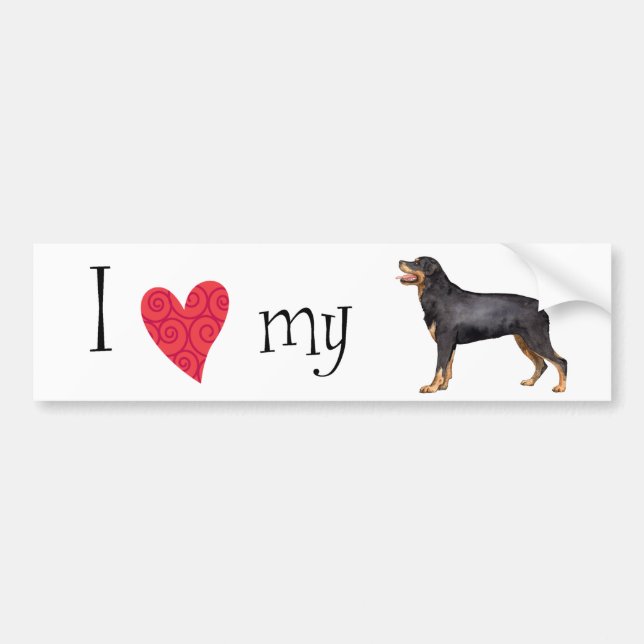 I Love my Rottweiler Bumper Sticker (Front)