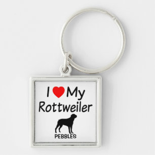 I Love My Rottweiler Dog Keychain