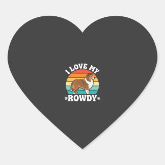 I Love My Rowdy Sheltie Retro Dog Heart Sticker
