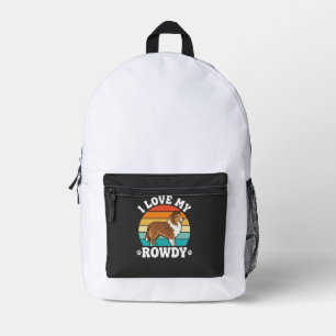 I Love My Rowdy Sheltie Retro Dog Printed Backpack