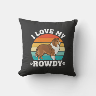 I Love My Rowdy Sheltie Retro Dog Throw Pillow