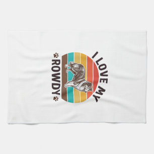 I Love My Rowdy Vintage Collie Dog Design_1 Kitchen Towel