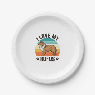 I Love My Rufus Vintage Dog Design_1 Paper Plate