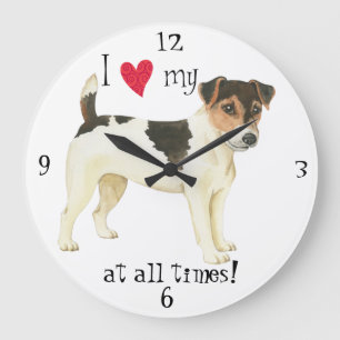 I Love my Russell Terrier Large Clock