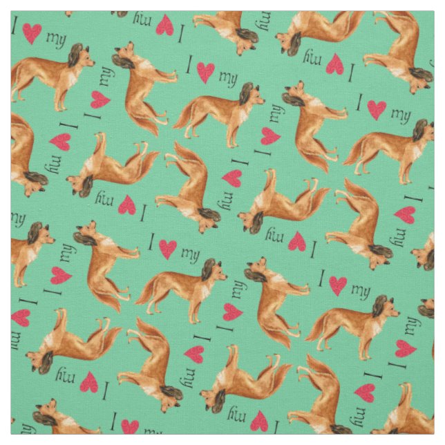 I Love my Russian Toy Fabric (Swatch)