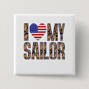I Love My Sailor 2 Inch Square Button