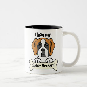 I Love My Saint Bernard Two-Tone Coffee Mug