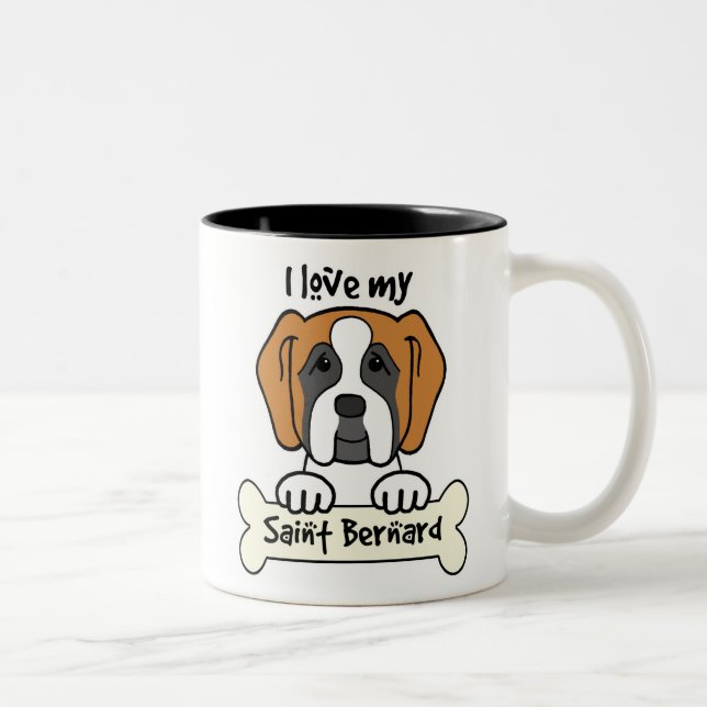 I Love My Saint Bernard Two-Tone Coffee Mug (Right)