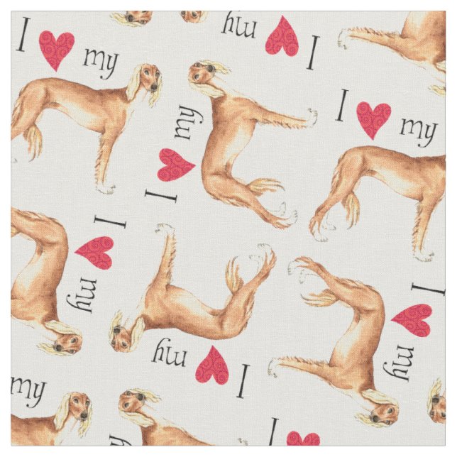 I Love my Saluki Fabric (Close Up)