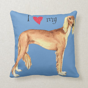 I Love my Saluki Throw Pillow
