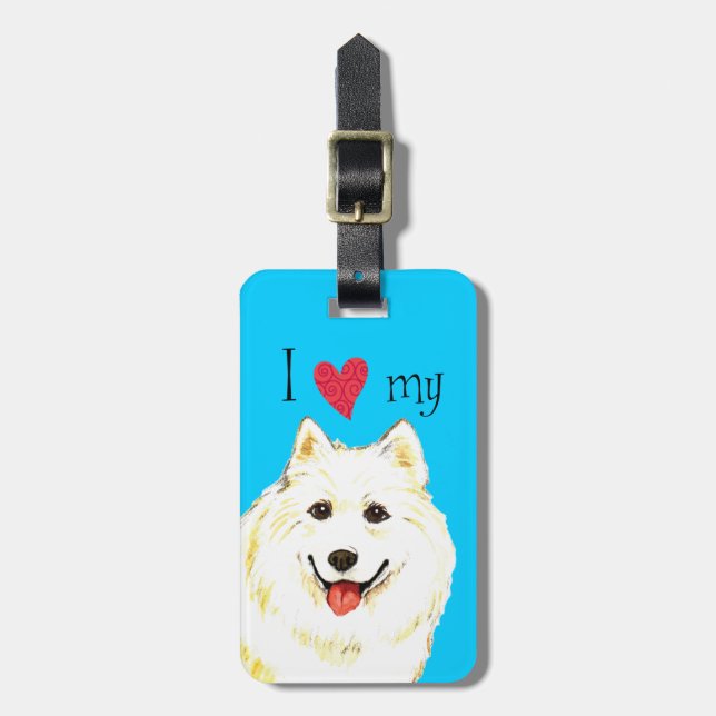 I Love my Samoyed Luggage Tag (Front Vertical)