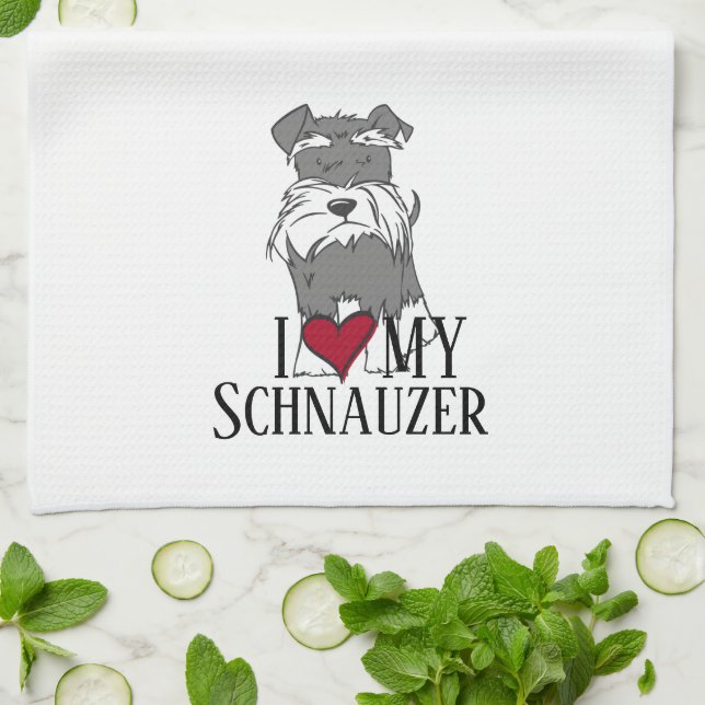 I Love My Schnauzer Kitchen Towel (Folded)