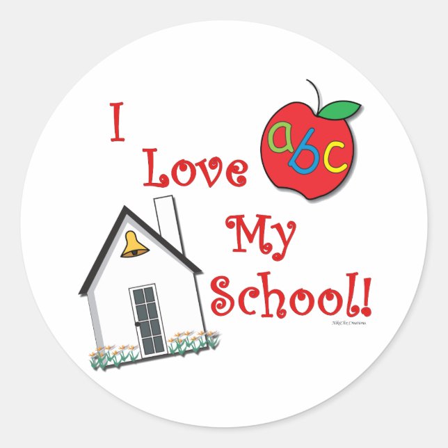 I love my school! classic round sticker (Front)
