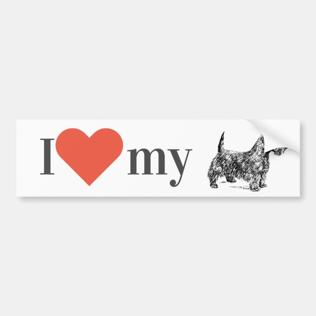 "I love my Scottie" Scottish Terrier Bumper Sticker (Front)