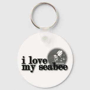I love my Seabee with Seabee logo Keychain