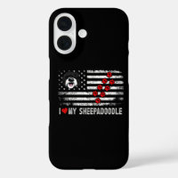 I Love My Sheepadoodle Cute Dog Owner Gift US Flag