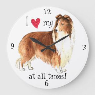 I Love my Sheltie Large Clock