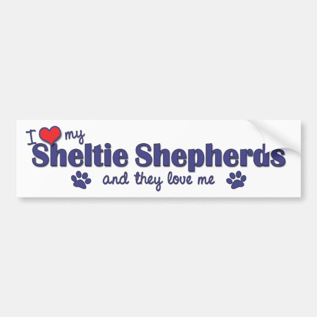 I Love My Sheltie Shepherds (Multiple Dogs) Bumper Sticker (Front)
