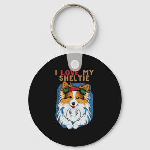 I Love My Sheltie T-Shirt Keychain