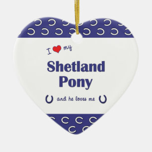 I Love My Shetland Pony (Male Pony) Ceramic Ornament