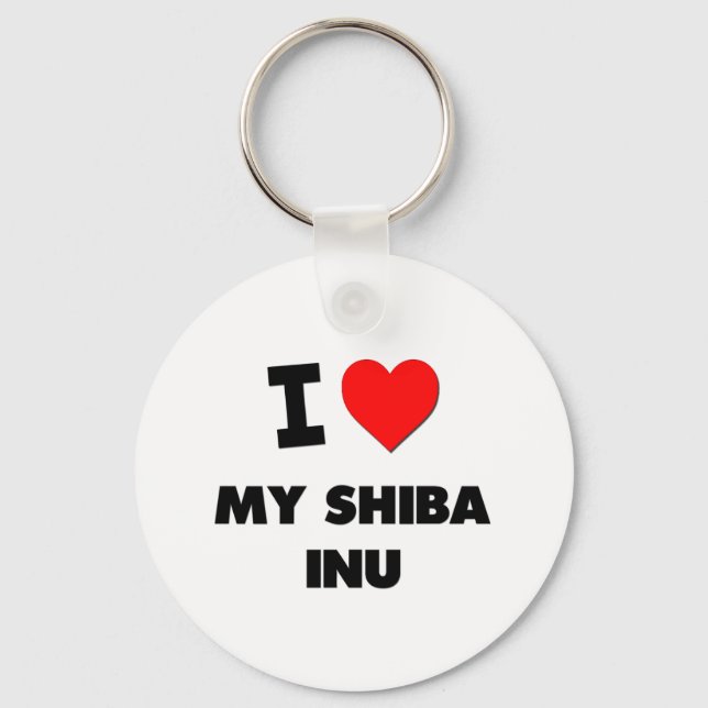 I Love My Shiba Inu Keychain (Front)