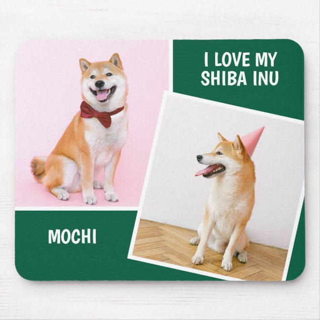 I Love My Shiba Inu Two Photo Mouse Pad (Front)