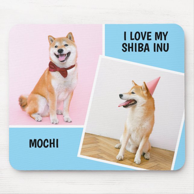I Love My Shiba Inu Two Photo Mouse Pad (Front)