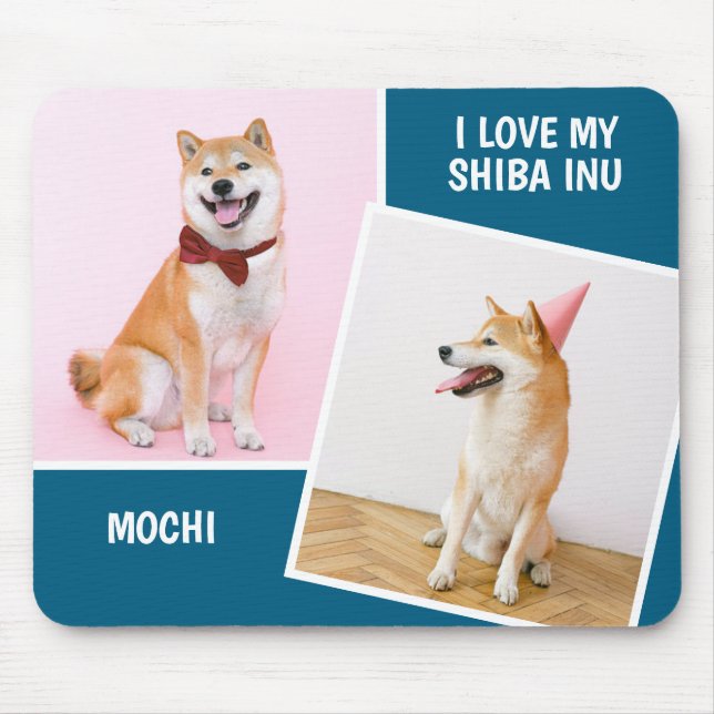 I Love My Shiba Inu Two Photo Mouse Pad (Front)