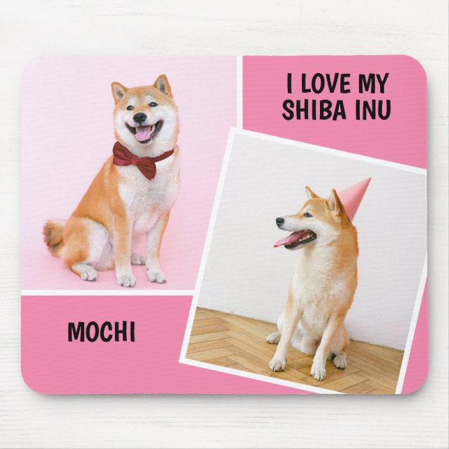 I Love My Shiba Inu Two Photo Mouse Pad (Front)