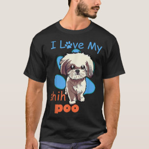I Love My Shih Poo Best Dog Lover Paw Print Christ T-Shirt