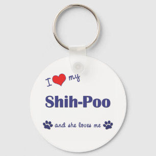 I Love My Shih-Poo (Female Dog) Keychain