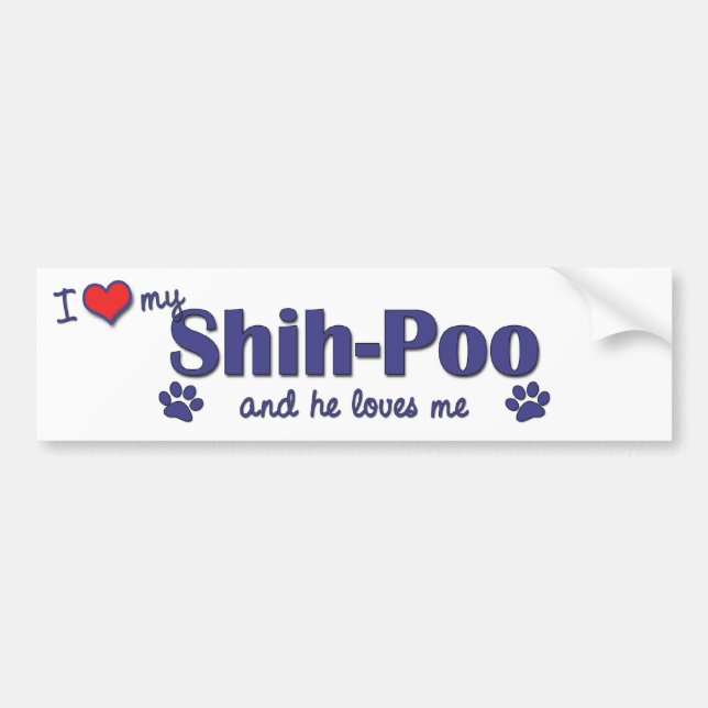 I Love My Shih-Poo (Male Dog) Bumper Sticker (Front)