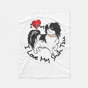 I Love My Shih Tzu Dog Fleece Blanket