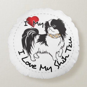 I Love My Shih Tzu Dog Round Pillow