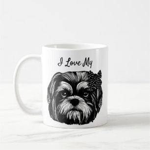I Love My Shih Tzu dog with bow Original art Coffee Mug