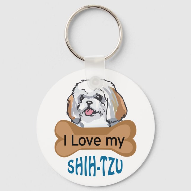 I Love my Shih Tzu Keychain (Front)
