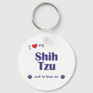 I Love My Shih Tzu (Male Dog) Keychain