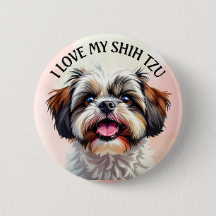 I Love My Shih Tzu Puppy Dog 2 Inch Round Button