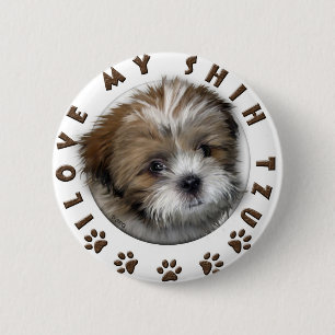 I Love My Shih Tzu Tender Pet Design 2 Inch Round Button