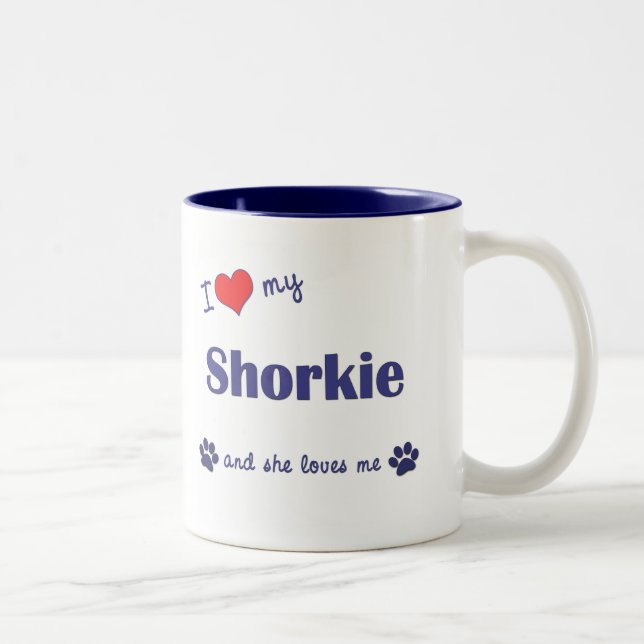 I Love My Shorkie (Female Dog) Two-Tone Coffee Mug (Right)
