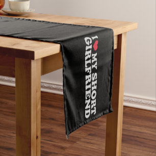 I Love My Short GF Girl Boy Couple Valentines Day Short Table Runner