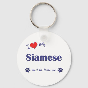 I Love My Siamese (Male Cat) Keychain