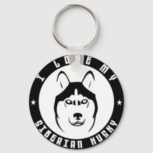 I LOVE MY SIBERIAN HUSKY Dog breed pet Keychain
